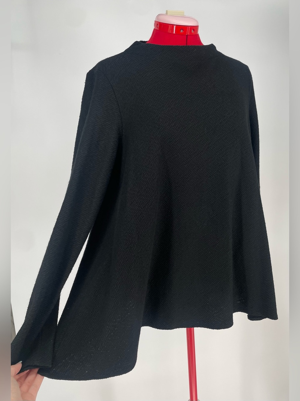 Elemente Clemente Black Swing Style Wool Cotton Blend Sweater Long Sleeve Top